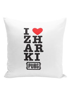 Buy I Love Zharki Printed Cushion White/Black/Red 16x16inch in UAE