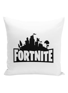 Buy Fortnite Logo Printed Cushion White/Black 16x16inch in UAE