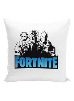 Buy Fortnite Players Printed Cushion White/Black/Blue 16x16inch in UAE