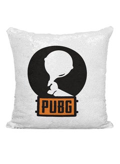 اشتري PUBG Pan Hand Sequined Cushion أبيض\فضي\أسود 16x16 بوصة في الامارات