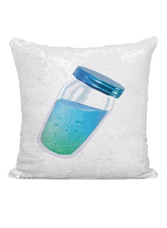 Buy Fortnite Potion Sequined Cushion White/Blue/Silver 16x16inch in UAE