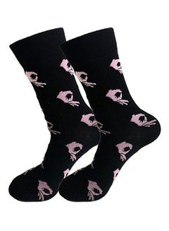 Buy Cotton Hose Socks Pink/Black in UAE