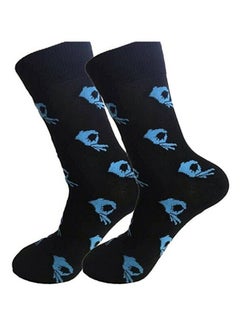 Buy Cotton Hose Socks Blue/Black in UAE
