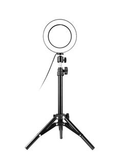 اشتري مصباح 64-LED بتصميم دائري لكاميرا سيلفي مع حامل ثلاثي أسود 5وات في مصر