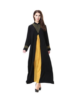 Buy Wool Peach Maxi Dress Yellow/Black in Saudi Arabia