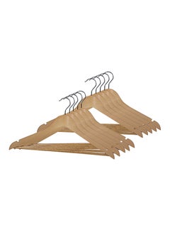 اشتري 10-Piece Wooden Hanger Set Brown في السعودية