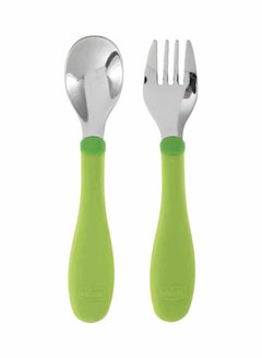 Buy Posatine Inox Baby Cutlery, Pack Of 2 - Green/Silver in Saudi Arabia