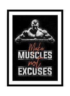 Buy Gym Quotes Poster With Frame White/Black/Orange 40x55centimeter in UAE