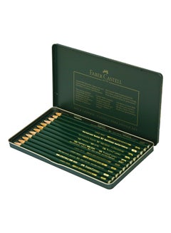 Buy 12-Piece 9000 Sketch Pencil Set With Case Green in Saudi Arabia