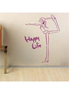 Buy Happy Life Yoga Pose Wall Sticker Purple 60x90cm in UAE