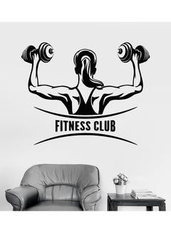 Buy Fitness Club Wall Sticker Black 100x70centimeter in UAE