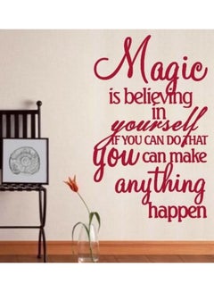 اشتري ملصق جداري بنمط مطبوع للمقولة الإيجابية "Magic In Believing Yourself" أحمر 50x80سم في الامارات