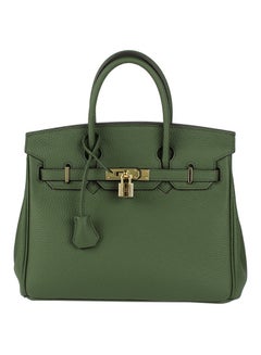 Buy Classic Leather Hand Bag Green in UAE