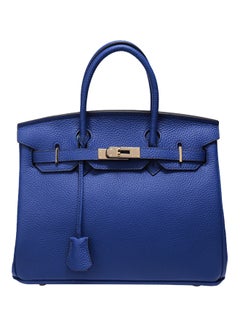 Buy Classic Leather Hand Bag Navy Blue in UAE