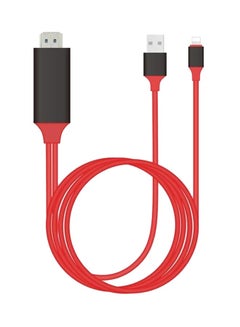 Buy Lightning To HDMI HDTV Cable Adapter For iPhone And iPad Red in Saudi Arabia