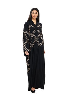 Buy Leafy Embroidery Abaya Black in UAE