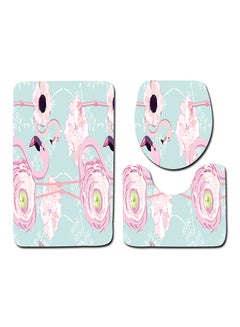 Buy 3-Piece Flamingo Bath Mat Set Green 45x75x0.5centimeter in Saudi Arabia