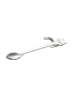 Buy Cat Design Long Handle Mini Spoon H20332 Silver 11.8 x 1.8centimeter in UAE