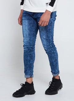 اشتري Super Skin Fit Washed Stretch Jeans Blue في الامارات