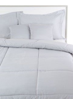 Buy 5-Piece Chequered Comforter Set cotton White King in Saudi Arabia