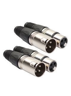 Buy 2 Pair XLR 3 Pin Female Mic Jack Plug Audio Microphone Cable Connector Black in Saudi Arabia