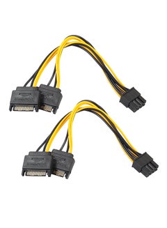 Buy 2-Piece Dual 15 Pin SATA Male To PCIe 8Pin(6+2) Male Video Card Power Cable Black in Saudi Arabia
