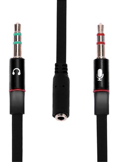Buy Female To 2 3.5mm Male Plug Y Splitter Stereo Mic Audio Adapter Cable Black in Saudi Arabia