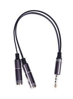 Buy 3.5mm Stereo Audio Male To 2 Female Headphone Mic Y Splitter Cable Adapter Black+Gray in Saudi Arabia
