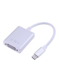 Buy 1080P USB 3.1 Type-C To VGA Adapter Conventer Cable For TV Projection Silver in Saudi Arabia