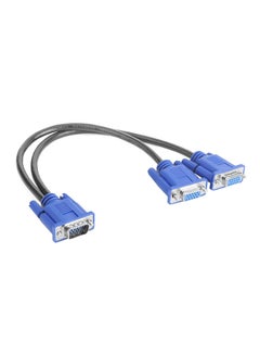Buy VGA Splitter Cable 1 Computer To Dual 2 Monitor Male To Female Wire Blue in UAE