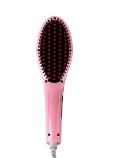 Buy Electric Hair Straightener Brush With LCD Display Pink in Saudi Arabia