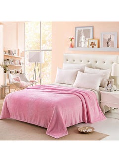Buy Plain Bed Blanket Flannel Pink 160x200centimeter in Saudi Arabia