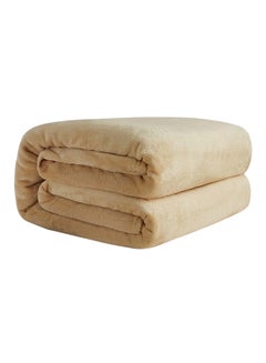 Buy Super Soft Light Weight Plain Single Bed Blanket Flannel Beige 160x200cm in Saudi Arabia