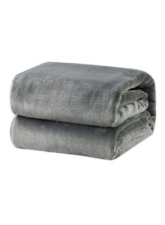 Buy Premium Quality Long Lasting Super Soft Easy Care Bed Blanket Light Weight Washable Plain Single Blanket Flannel Grey in UAE