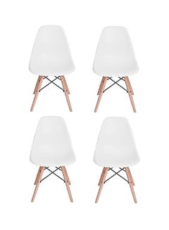 Buy 4-Piece Dining Chair Set White/Beige in Saudi Arabia