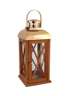 Buy Wood And Steel Natural Lantern Brown 23x23x43.5centimeter in Saudi Arabia