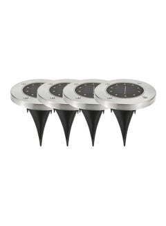 Buy 4-Piece LED Solar Powered Garden Lamp Warm White in UAE