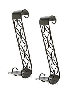 Buy Set Of 2 Iron Pillar Candle/Led Wall Sconce O3 Black 14.17X4.33X3.50inch in UAE