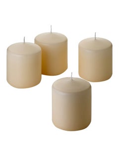 Buy Set of 4 French Vanilla Scented Pillar Candles Off White 3x3inch in Saudi Arabia