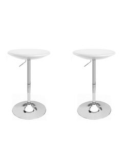 Buy 2-Piece Height Adjustable Table Set White/Silver in UAE