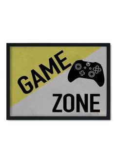 اشتري ملصق يحمل عبارة "Game Zone" بإطار خشبي أسود/ أبيض/ أصفر 32 X 22 X 2سنتيمتر في السعودية