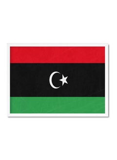 Buy Libya Flag Poster With Wooden Frame Multicolour 32 X 22 X 2cm in Saudi Arabia