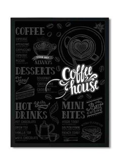 Buy Coffee House Wooden Frame Poster Black 32 X 22 X 2centimeter in Saudi Arabia