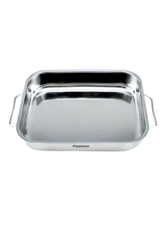 اشتري Stainless Steel Roasting Tray With Folded Side Handles فضي 35x26x6 سنتيمتر في الامارات