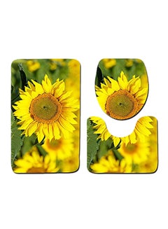 Buy 3-Piece Sunflower Printed Bathroom Mats Yellow/Green 6.3x15.75x15.75inch in Saudi Arabia