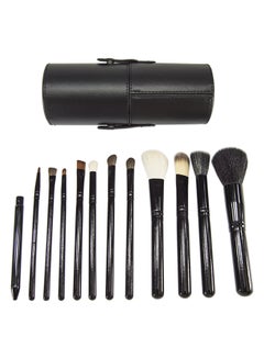 Buy 12-Piece Professional Makeup Brush Set With Cup Holder Black in Saudi Arabia