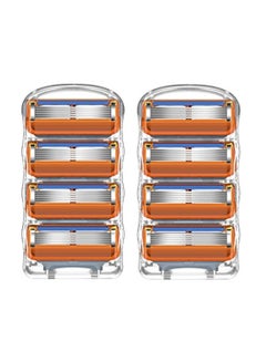 Buy 8-Piece Fusion 5 Razor Blade Orange/Silver in Saudi Arabia