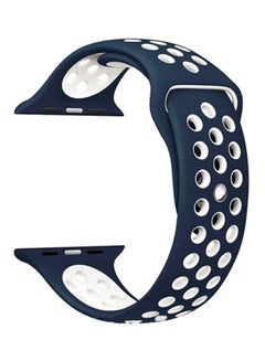 اشتري Breathable Sport Silicone Wrist Band For Apple Watch 40 mm Blue/White في مصر