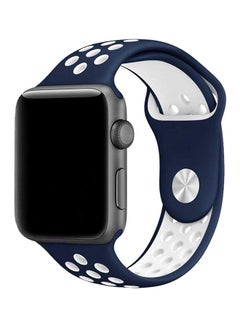 Buy Soft Silicone Replacement Wrist Band For Apple Watch 44 mm Blue/White in Egypt