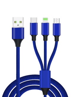Buy 3-In-1 Micro USB Type-C Lightning Data Sync And Charging Cable Blue in Saudi Arabia